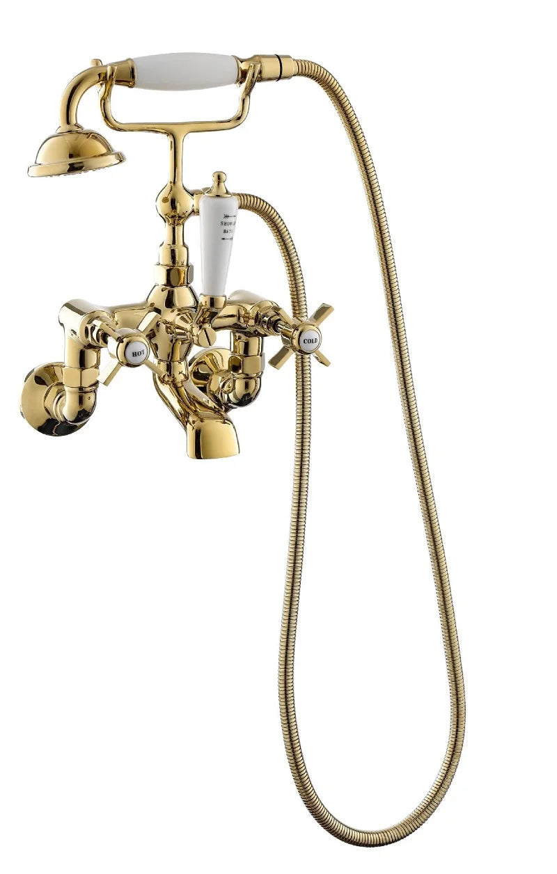 Classic Wall-Mounted Bathtub Faucet Set - Gold or Chrome