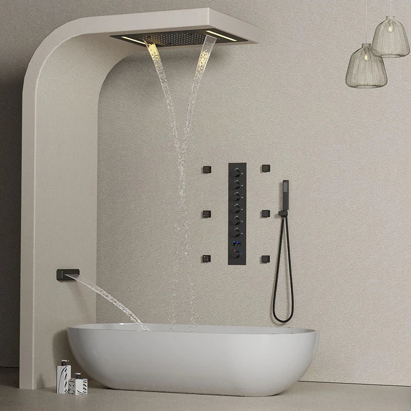 LED Ceiling Shower System with Digital Temperature Display