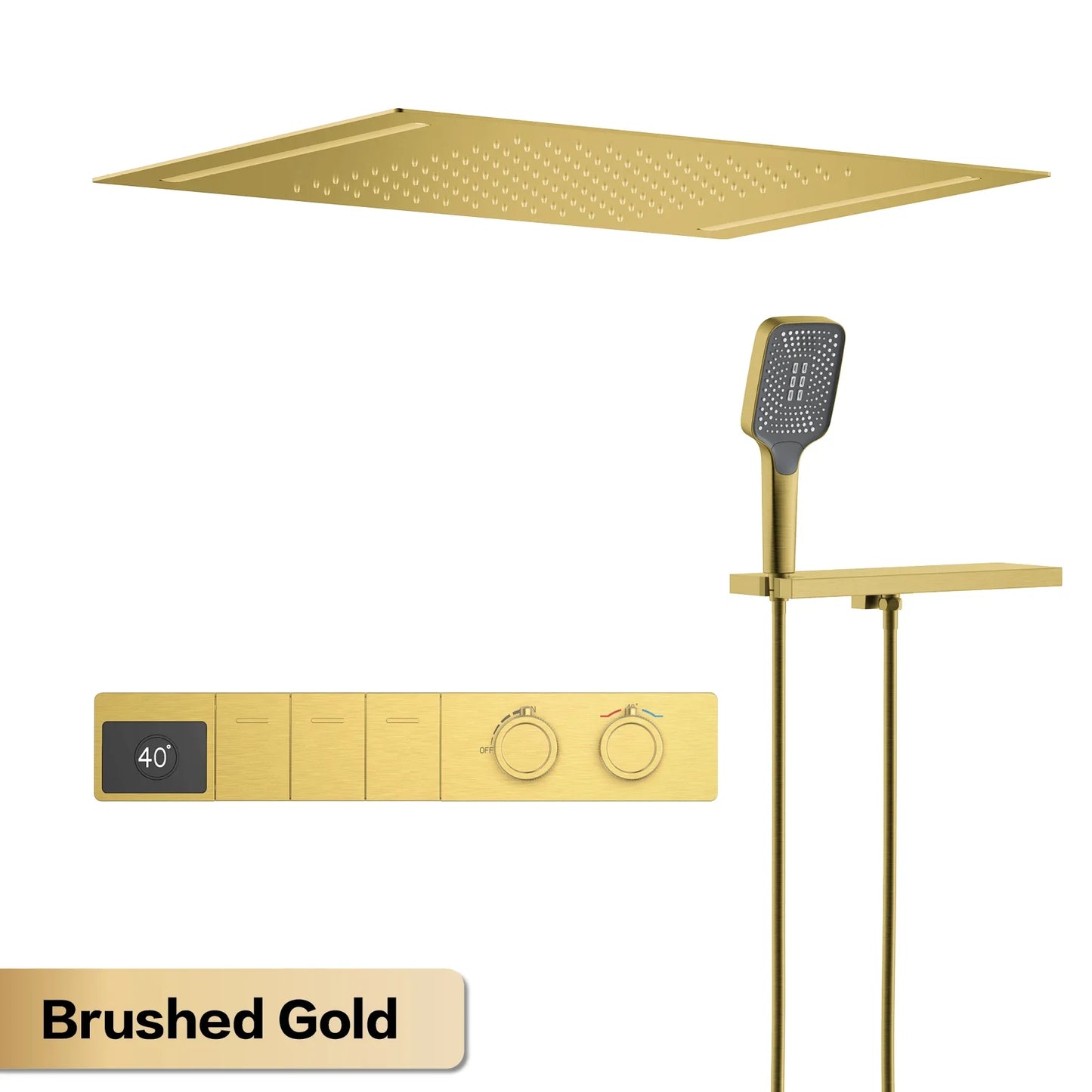 Brass Ceiling Shower System with LED Digital Display