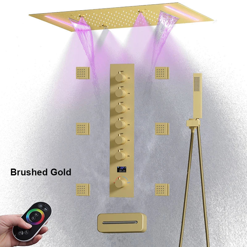 LED Ceiling Shower System with Digital Temperature Display