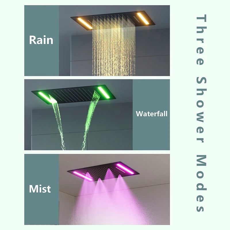 LED Ceiling Shower System with Digital Temperature Display