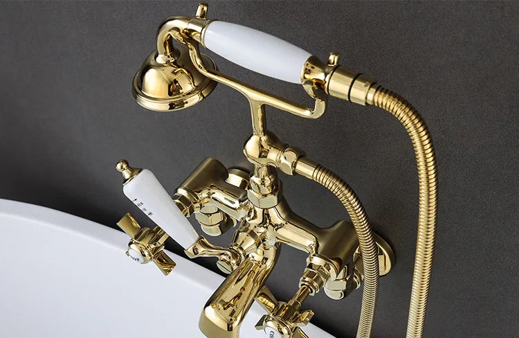 Classic Wall-Mounted Bathtub Faucet Set - Gold or Chrome