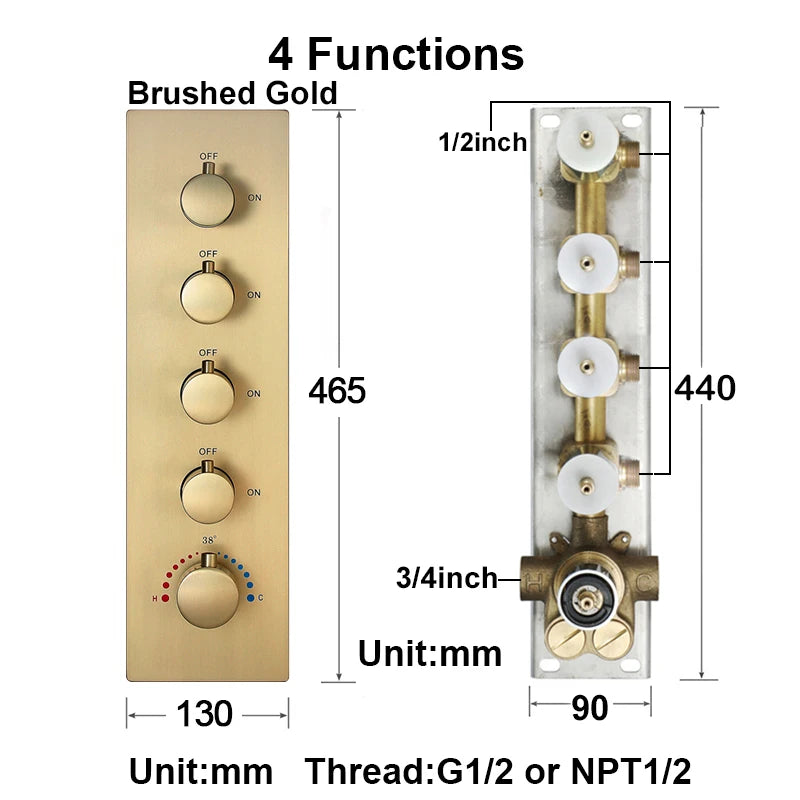 Smart Thermostatic Shower Mixer with 6-Function Diverter