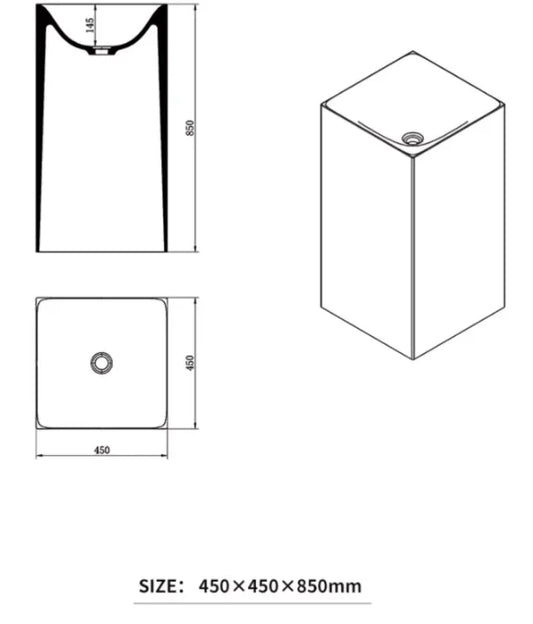 Floor-Standing Resin Art Basin with Pedestal Column