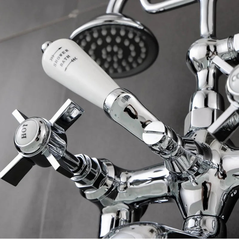 Classic Wall-Mounted Bathtub Faucet Set - Gold or Chrome