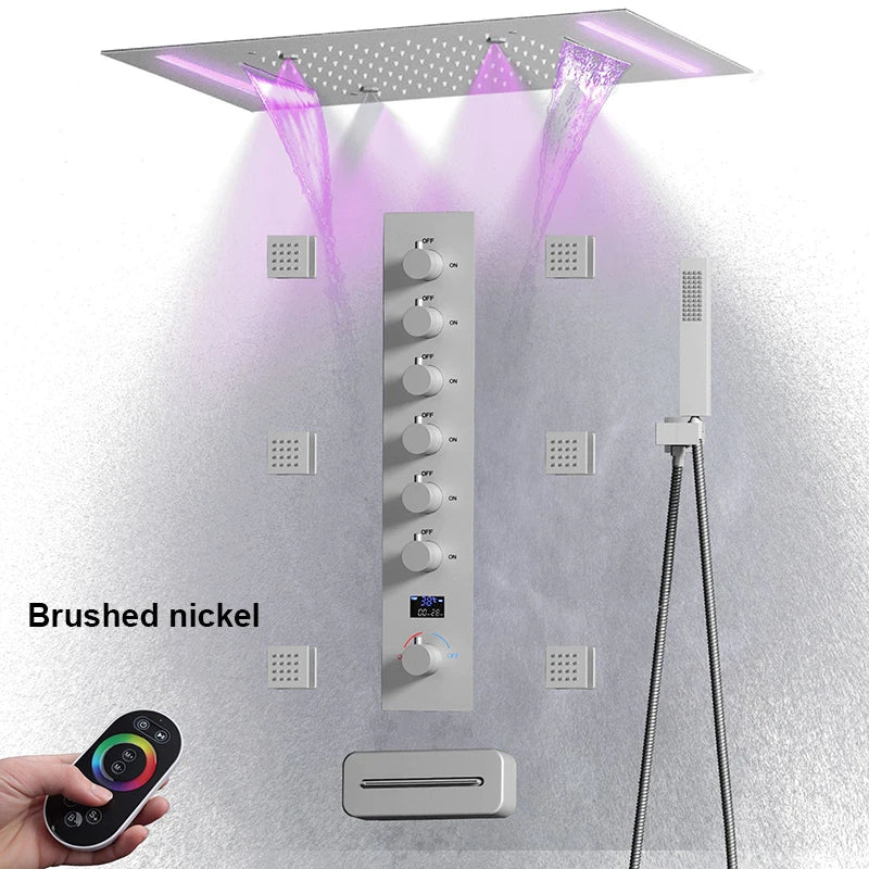 LED Ceiling Shower System with Digital Temperature Display