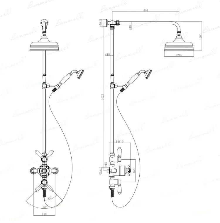 European-Style Brass Thermostatic Bathtub Faucet Set