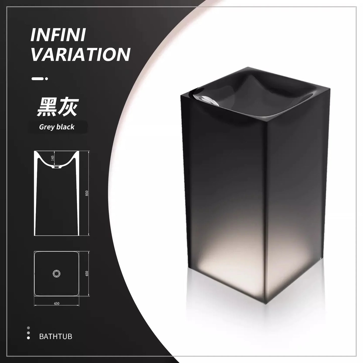 Floor-Standing Resin Art Basin with Pedestal Column