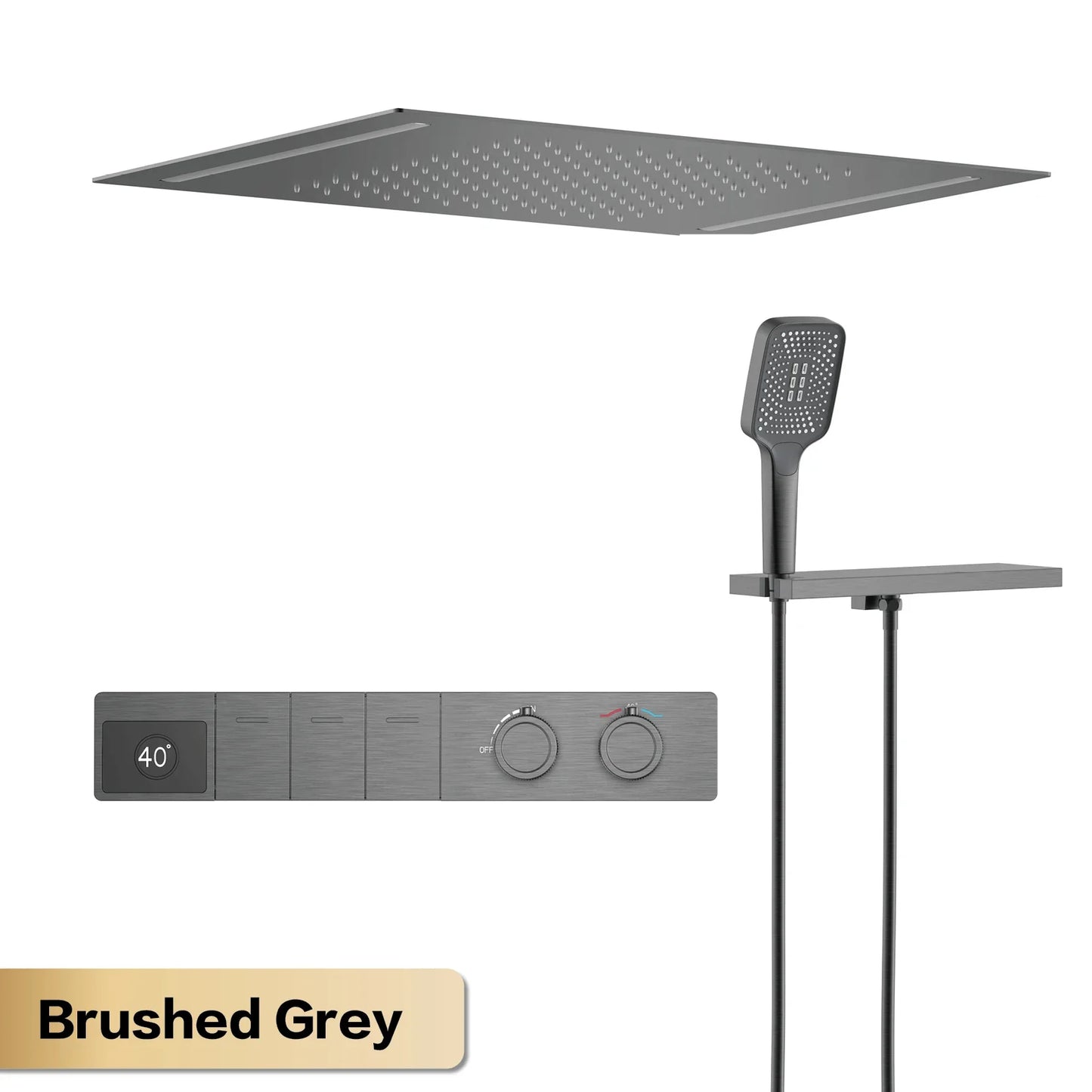Brass Ceiling Shower System with LED Digital Display
