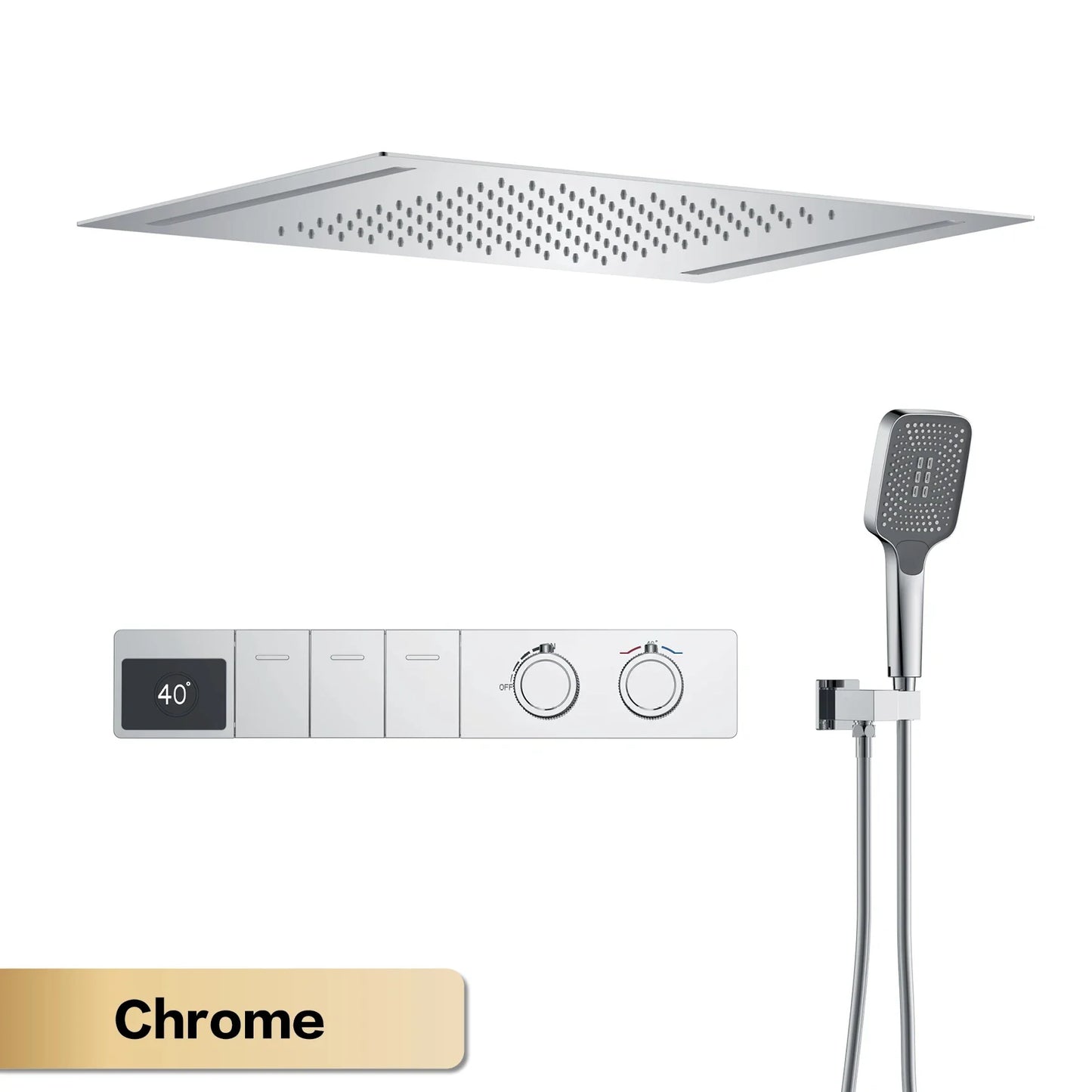 Brass Ceiling Shower System with LED Digital Display