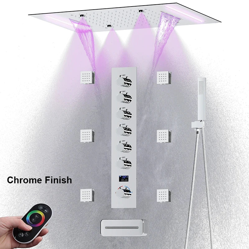 LED Ceiling Shower System with Digital Temperature Display