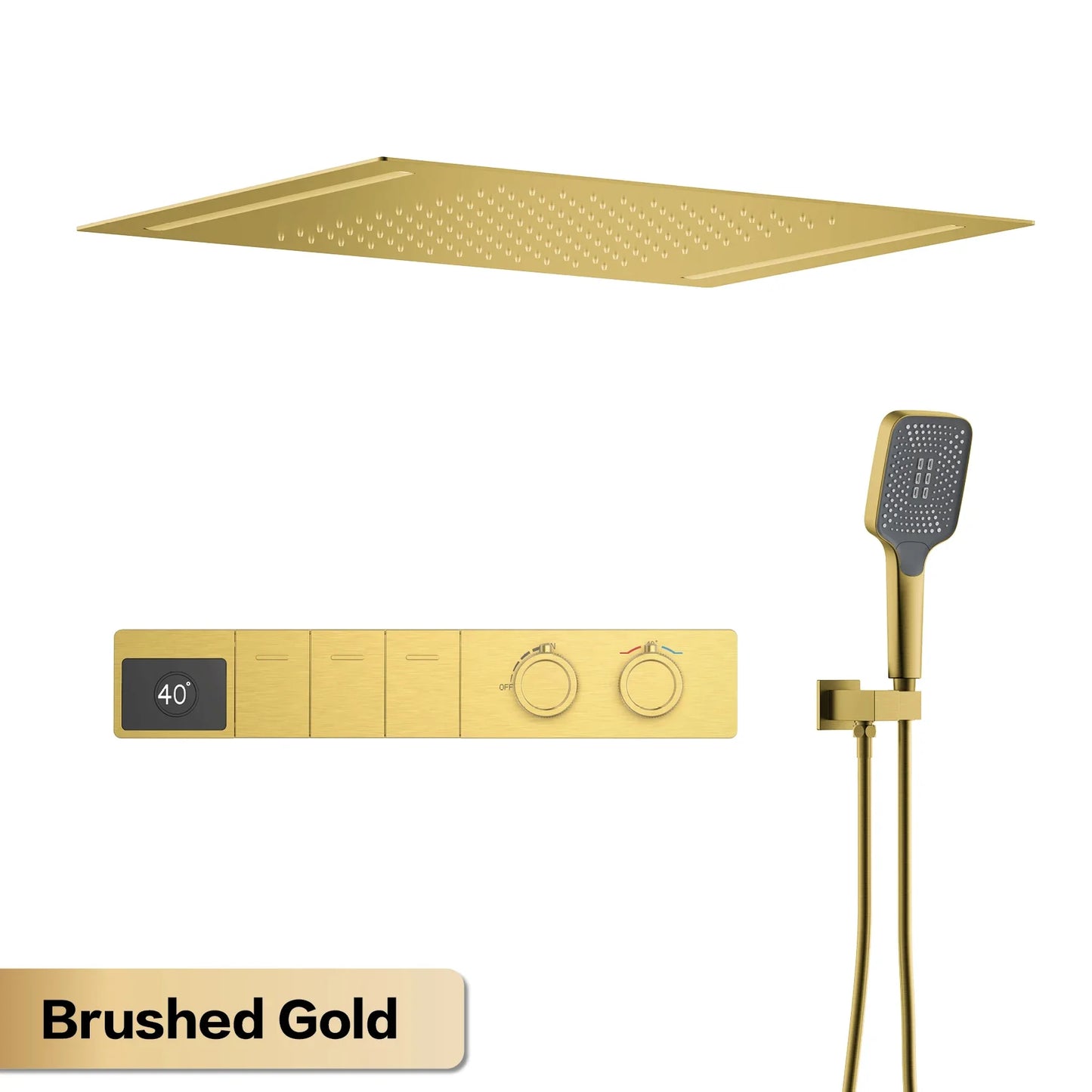Brass Ceiling Shower System with LED Digital Display