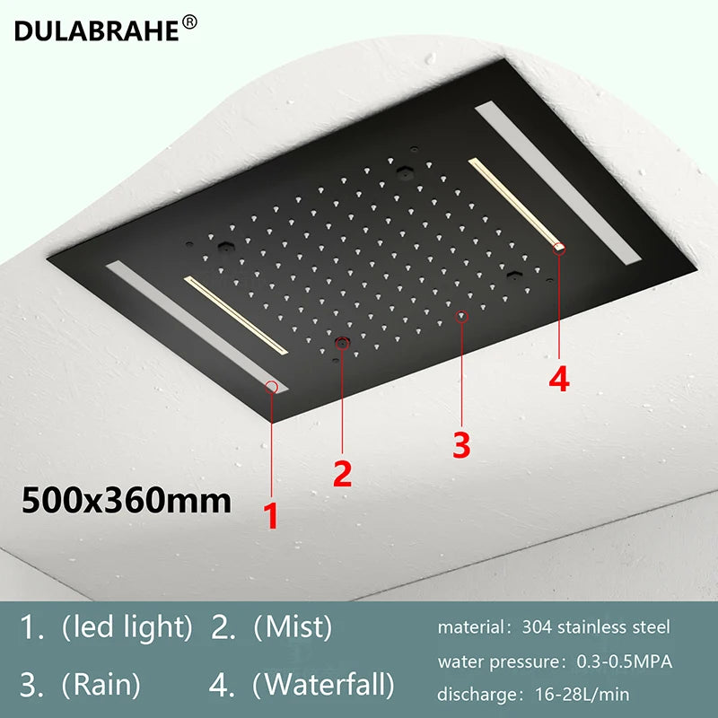 LED Ceiling Shower System with Digital Temperature Display