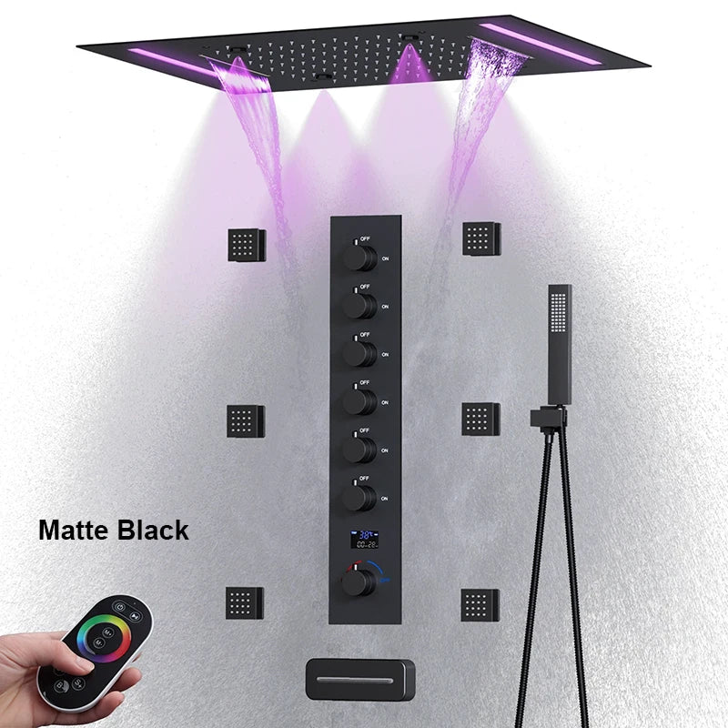 LED Ceiling Shower System with Digital Temperature Display