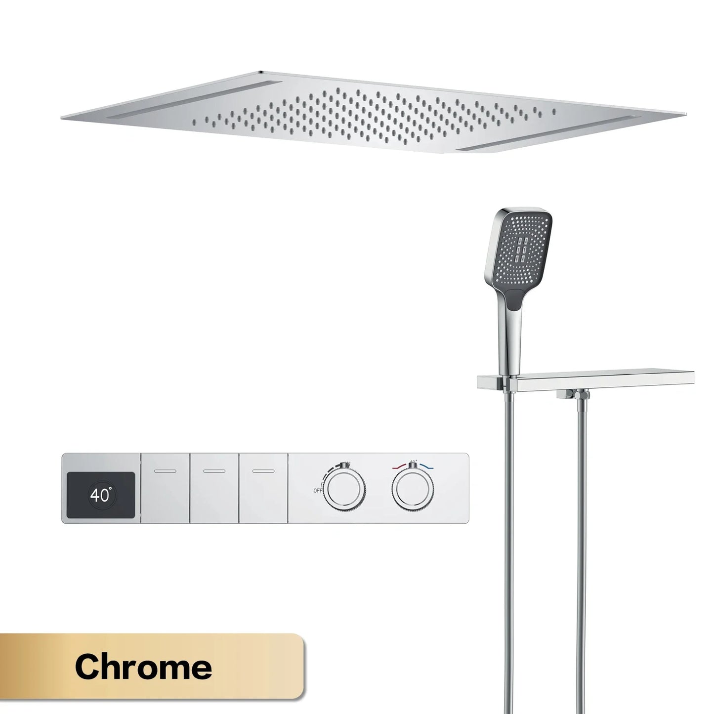 Brass Ceiling Shower System with LED Digital Display