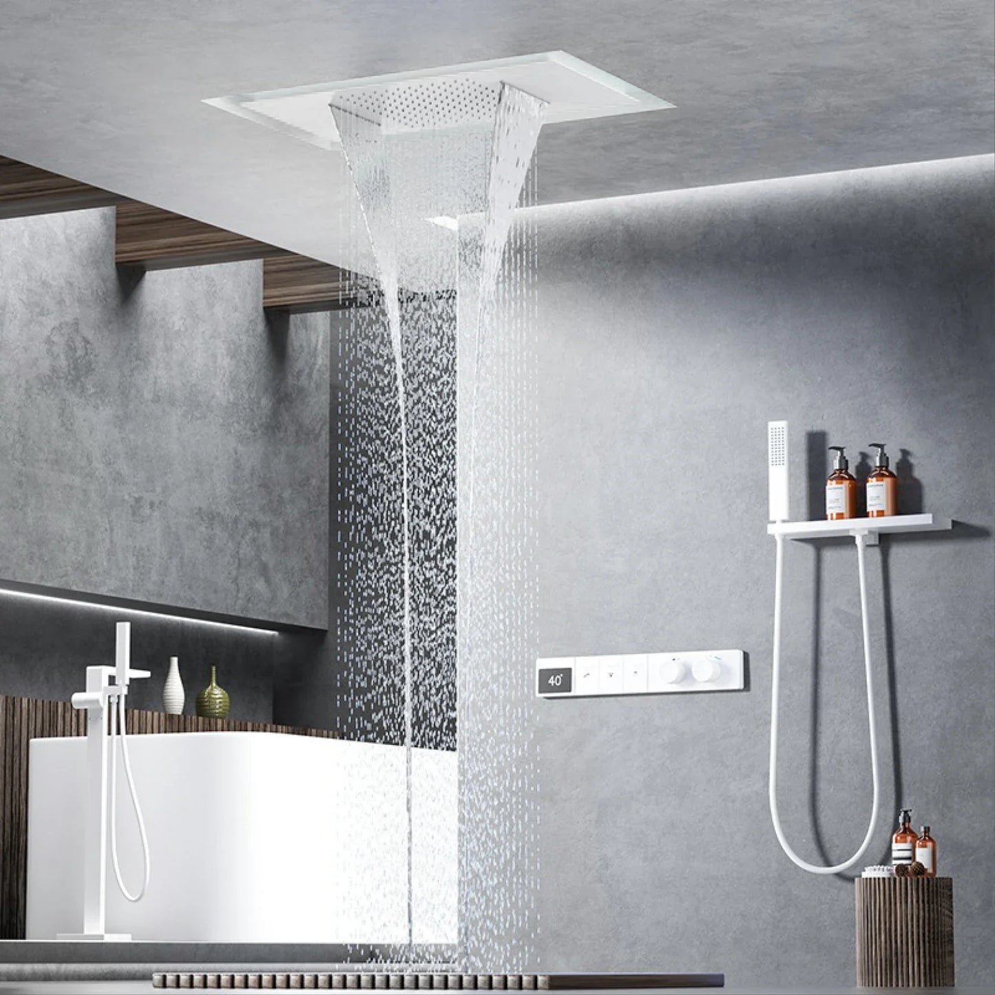 Brass Ceiling Shower System with LED Digital Display
