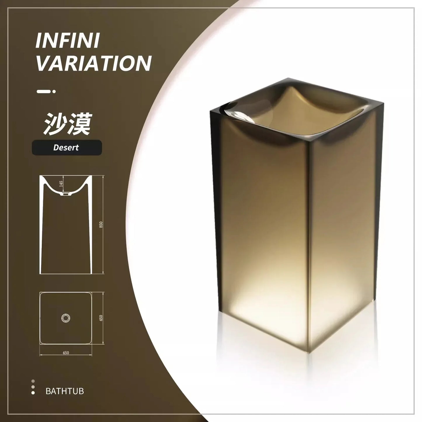 Floor-Standing Resin Art Basin with Pedestal Column