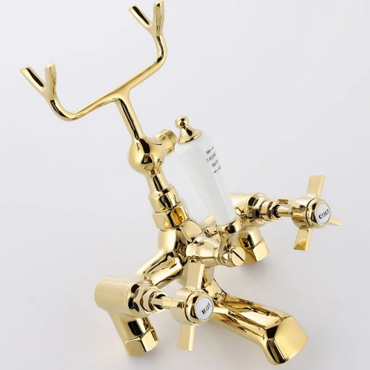 Classic Wall-Mounted Bathtub Faucet Set - Gold or Chrome